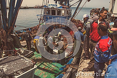 Fishermen at boat Editorial Stock Photo