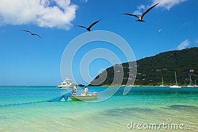 Fishermen in Cane Garden bay in Tortola, Caribbean Editorial Stock Photo