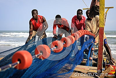 Fishermen in Cape Coast, Ghana. Editorial Stock Photo