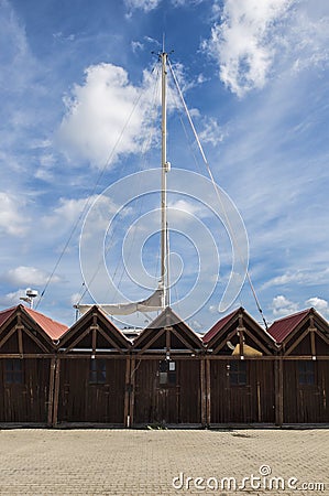 Fishermen huts of Cabanas de Tavira, Portugal Stock Photo