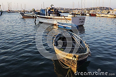 Fishermen in Marina della Corricella in Procida, Italy Editorial Stock Photo