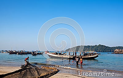 Fishermen with nets Editorial Stock Photo