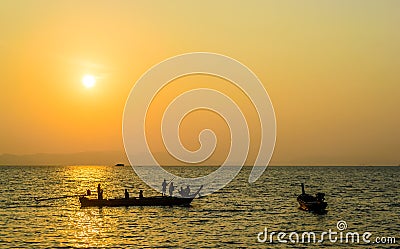 Fishermen are out fishing , Sunrise Stock Photo