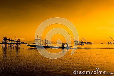 fishermen at Pakpra, Phatthalung in southern Thailand Stock Photo