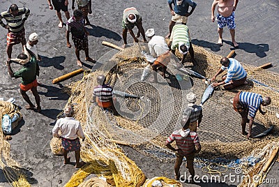 Fishermen in Varkala, India Editorial Stock Photo
