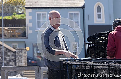 Fishermen Wrasse fishing pots on Fishing boat in Carnlough Antrim Northern Ireland 14-07-21 Editorial Stock Photo