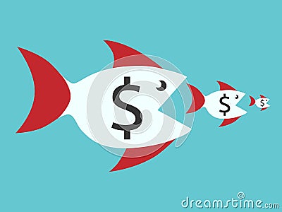 Fishes with dollar signs Vector Illustration