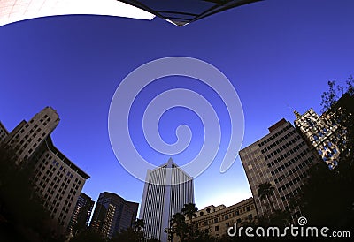 Fisheye Buildings Stock Photo