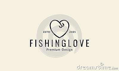 Fishing bait with love logo design vector icon symbol graphic illustration Vector Illustration
