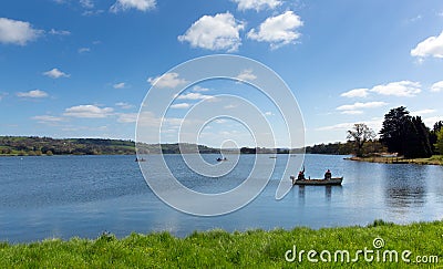 Fishing at Blagdon Lake Somerset Somerset England UK south of Bristol Stock Photo