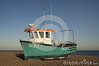 Fishing Boat on Aldeburgh Beach, Suffolk, England Editorial Stock Photo