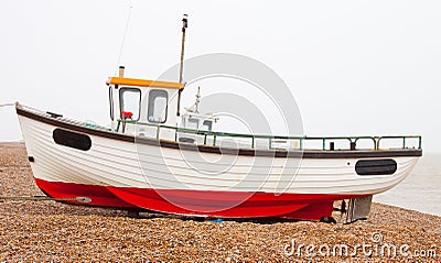 Fishing boat on beach Stock Photo