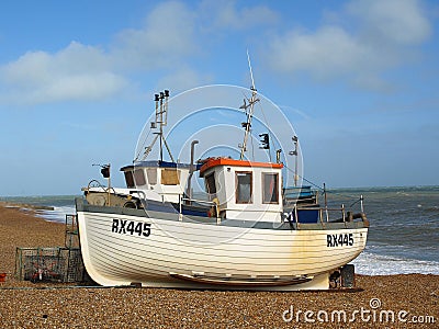 Fishing Boats on the beach at Hastings, East Sussex UK Editorial Stock Photo