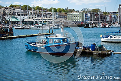 Fishing boat in the harbour, Plymouth, May 23, 2018 Editorial Stock Photo