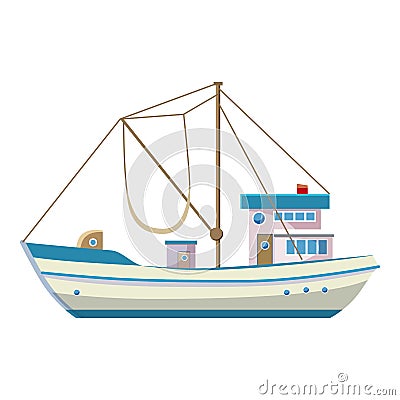 Fishing boat icon, cartoon style Vector Illustration
