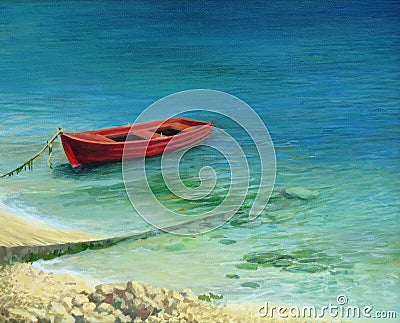 Fishing boat in island Corfu Stock Photo