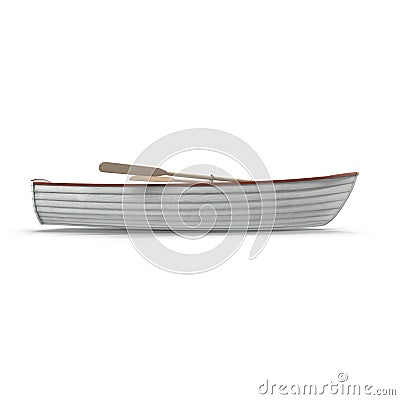 Fishing boat Isolated on white. Side view. 3D illustration Cartoon Illustration