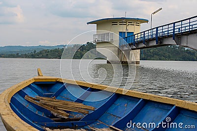 Fishing boat on Lake Cacaban Tegal, Indonesia Stock Photo