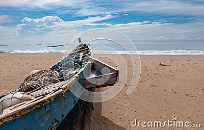 Africa fishing boat on the tropical beach Stock Photo