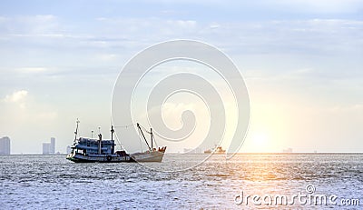 Fishing boat in Thailand ocean Stock Photo