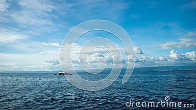 Fishing boat at an open sea Stock Photo