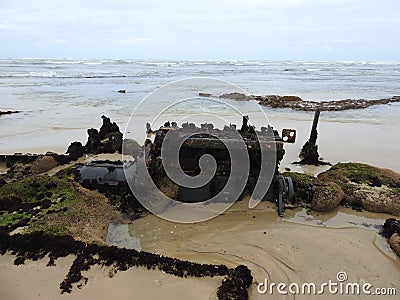 Fishing boat trailer wreck from 1990 Stock Photo