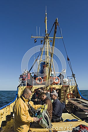 Fishing boat at Wadden Sea Editorial Stock Photo