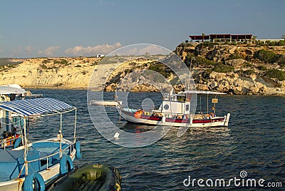 Fishing boats in Ayios Giorgios Harbour in southern Cyprus Editorial Stock Photo
