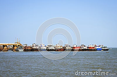 Fishing boats based at port Stock Photo