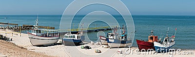 Fishing boats on beach Stock Photo