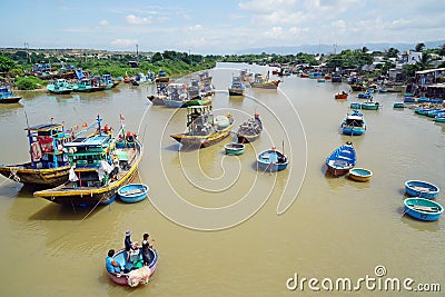 Fishing boats in the Center of Vietnam Editorial Stock Photo