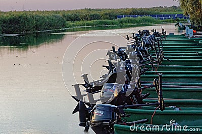 Fishing boats, Danube delta Editorial Stock Photo