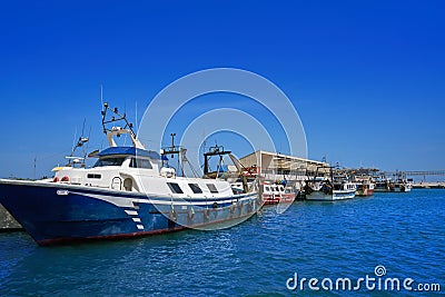 Fishing boats fisherboats in Denia port Stock Photo