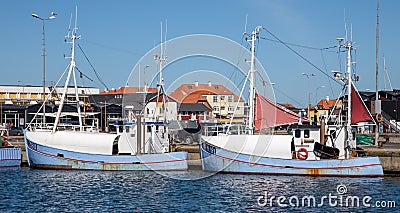 Fishing boats at the harbor in Skagen Denmark Editorial Stock Photo