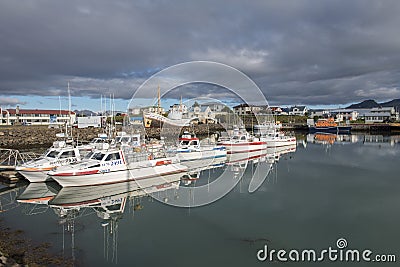 Fishing boats in Hofn harbour, Iceland Editorial Stock Photo
