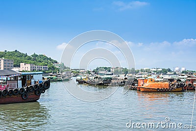 Fishing boats parking at Yangjiang port, China Stock Photo