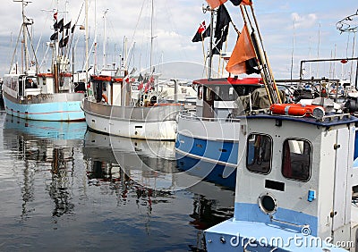 Fishing boats in a port Stock Photo