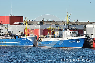 Fishing boats at Port of Liepaja Editorial Stock Photo