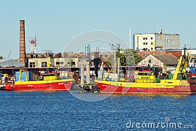 Fishing boats at Port of Liepaja Editorial Stock Photo