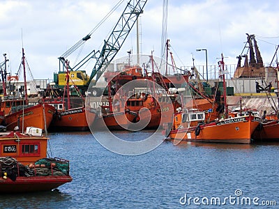 Fishing boats in the port of Mar del Plata Buenos Aires Argentina Editorial Stock Photo