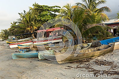 Fishing boats in Sambo Creek Honduras Stock Photo