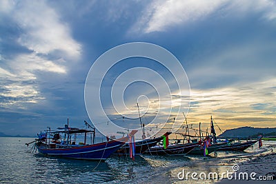 Fishing boats stay on the beach Editorial Stock Photo