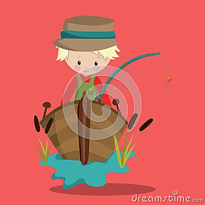 FISHING BOY WHTE 01 Vector Illustration