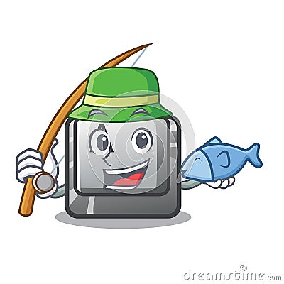 Fishing button A on a character komputer Vector Illustration