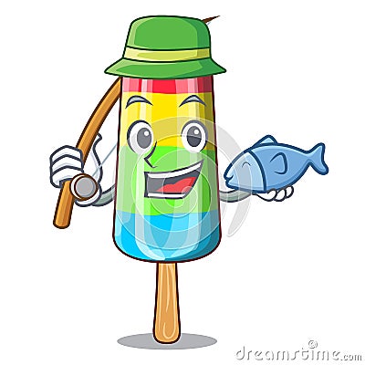 Fishing cartoon colorful ice cream for drink Vector Illustration