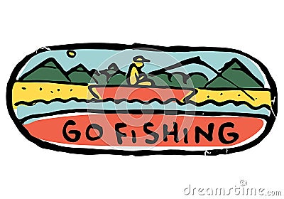 Fishing colored illustration Vector Illustration