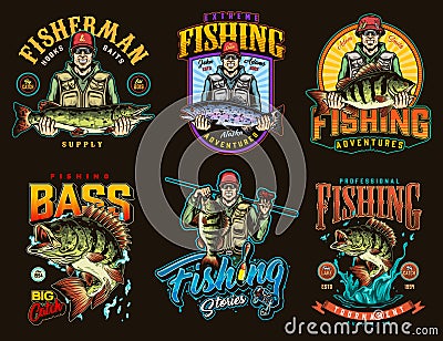 Fishing colorful designs Vector Illustration