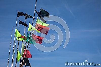 Fishing colorful flags Stock Photo