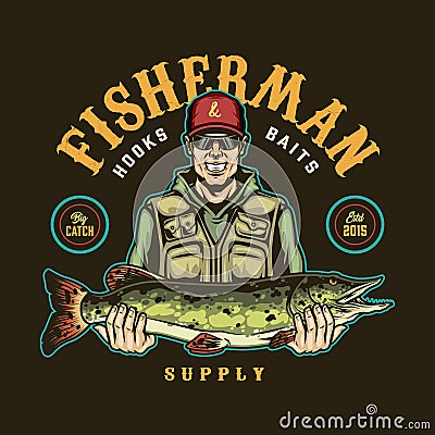 Fishing colorful logotype Vector Illustration