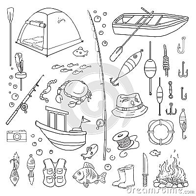 Fishing equipment Vector Illustration